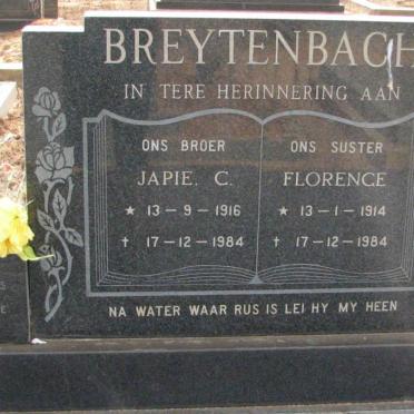 BREYTENBACH Japie C. 1916-1984 &amp; Florence 1914-1984