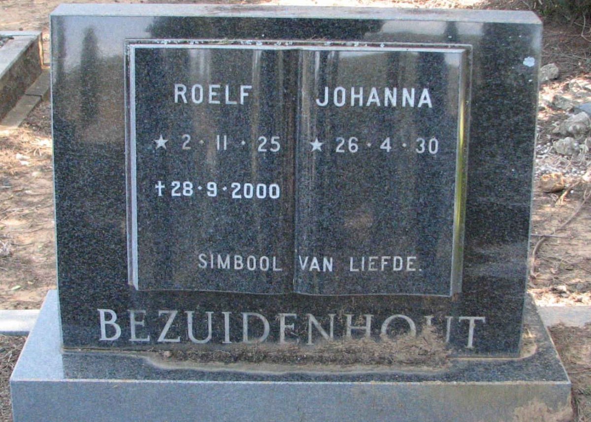 BEZUIDENHOUT Roelf 1925-2000 &amp; Johanna 1930-