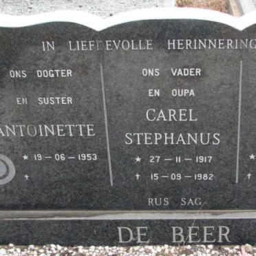 BEER Carl Stephanus, de 1917-1982 &amp; Hendrina 1921- :: DE BEER Antoinette 1953-