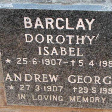 BARCLAY Andrew George 1907-1993 &amp; Dorothy Isabel 1907-1990