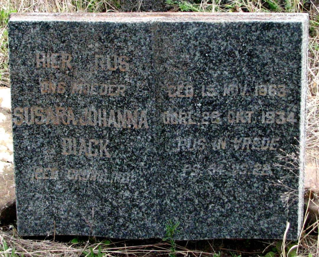 BLACK Susara Johanna nee GRUNDLING 1863-1934