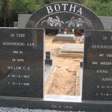 BOTHA Willem C.S. 1923-1998 &amp; Anna M.E. 1925-1994