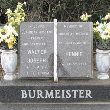 BURMEISTER Walter Joseph 1929-1994 &amp; Hennie 1934-