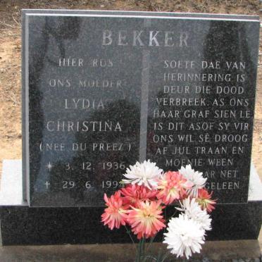 BEKKER Lydia Christina nee DU PREEZ 1936-1994