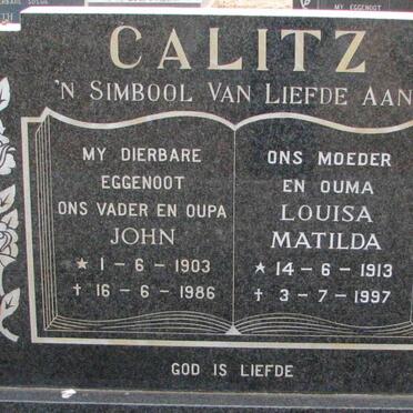CALITZ John 1903-1986 &amp; Louisa Matilda 1913-1997