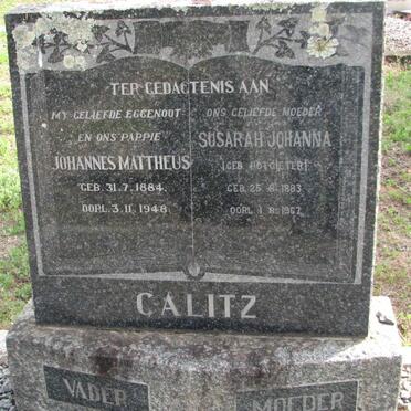 CALITZ Johannes Mattheus 1884-1948 &amp; Susarah Johanna POTGIETER 1883-1967