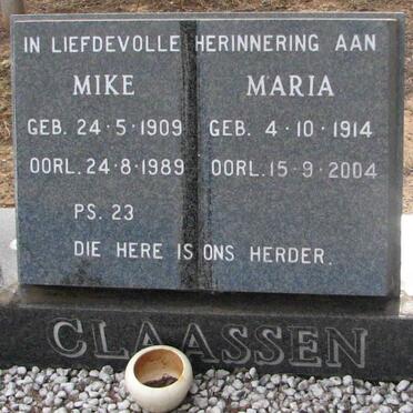 CLAASSEN Mike 1909-1989 &amp; Maria 1914-2004