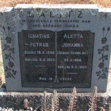 CALITZ Ignatius Petrus 1906-1963 &amp; Aletta Johanna GRUNDLING 1906-1964