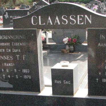 CLAASSEN Johannes T.F. 1903-1976 &amp; Anna Edna MULLER 1919-1989