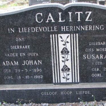 CALITZ Adam Johan 1896-1982 &amp; Susara Jacoba 1894-1976