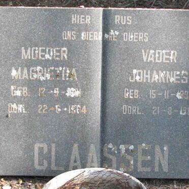 CLAASSEN Johannes 1896-1961 &amp; Magrietha 1??1-1964