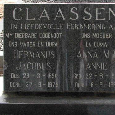 CLAASSEN Hermanus Jacobus 1896-1979 &amp; Anna M.B. 1904-1982 