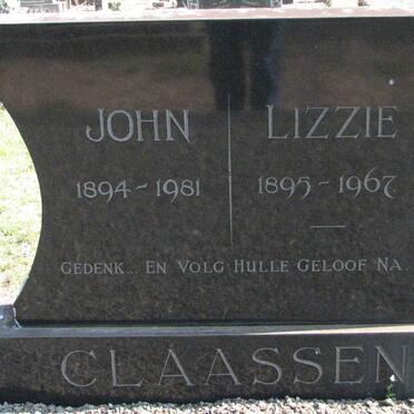 CLAASSEN John 1894-1981 &amp; Lizzie 1895-1967