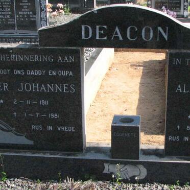 DEACON Pieter Johannes 1911-1981 &amp; Aletta Johanna Francina 1924-1982