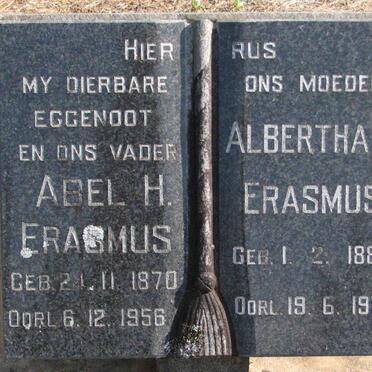 ERASMUS Abel H. 1870-1956 &amp; Albertha J. 1887-1979