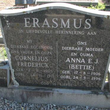 ERASMUS Cornelius Frederick 1905-1971 &amp; Anna E.J. 1906-1996