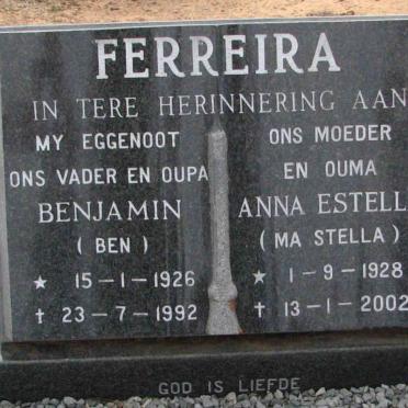 FERREIRA Benjamin 1926-1992 &amp; Anna Estella 1928-2002