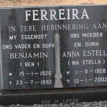 FERREIRA Benjamin 1926-1992 &amp; Anna Estella 1928-2002