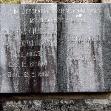 HOUWELINGEN Johanna Christina, van nee HIGGS 1884-1967