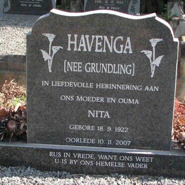 HAVENGA Nita nee GRUNDLING 1922-2007