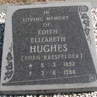 HUGHES Edith Elizabeth nee KRESFELDER 1892-1986