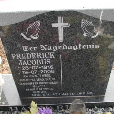 HAYWARD Frederick Jacobus 1916-2006