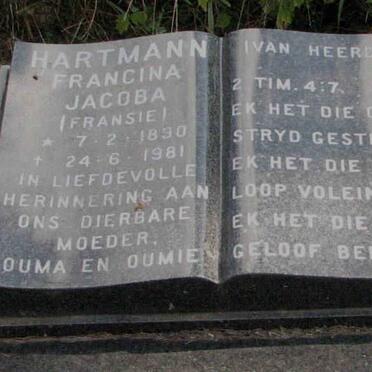 HARTMANN Francina Jacoba 1890-1981