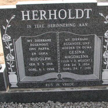 HERHOLDT Rudolph 1919-1998 &amp; Gesina Magdalena V.D. MESCHT 1934-1991