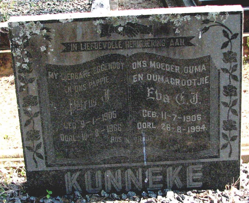 KUNNEKE Petrus J. 1905-1966 &amp; Eda C.J. 1906-1994