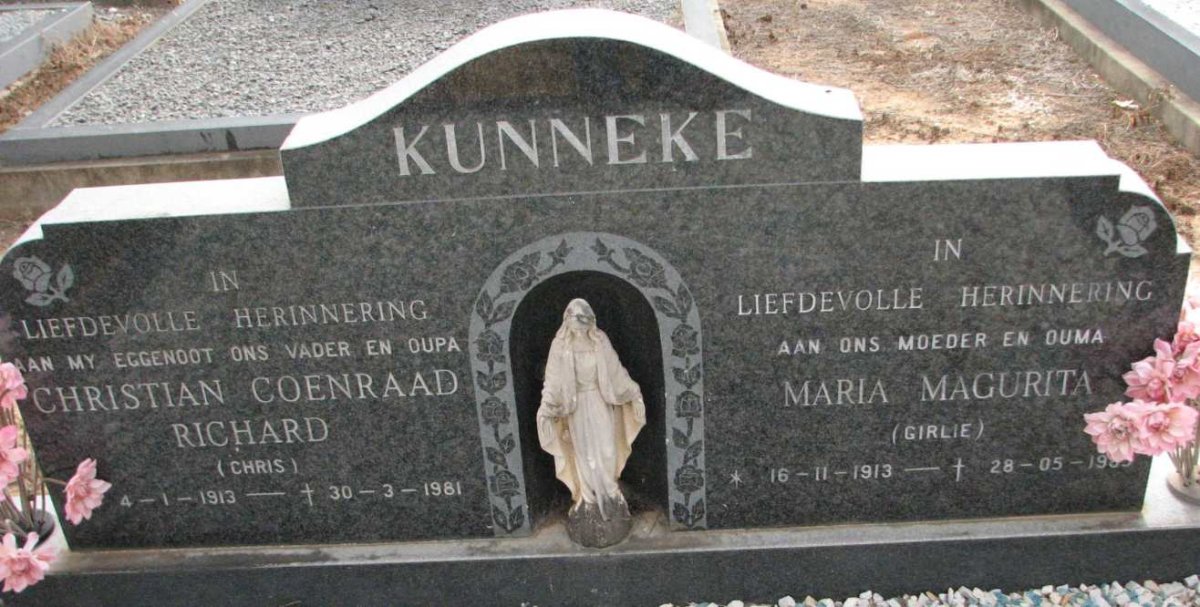 KUNNEKE Christian Coenraad Richard 1913-1981 &amp; Maria Magurita 1913-1983