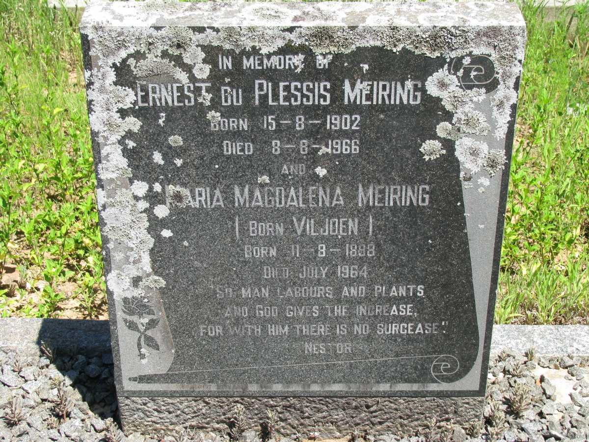 MEIRING Ernest du Plessis 1902-1966 &amp; Maria Magdalena VILJOEN 1898-1964