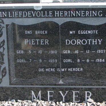 MEYER Pieter 1910-1999 &amp; Dorothy 1907-1984