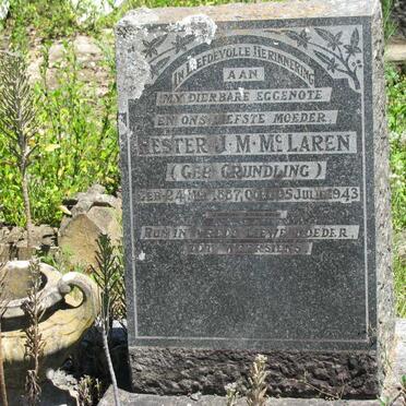 Mc LAREN Hester J. M. nee GRUNDLING 1887-1943