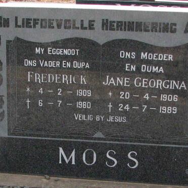 MOSS Frederick 1909-1980 &amp; Jane Georgina 1906-1989