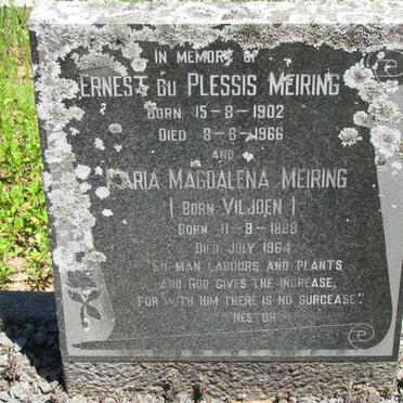 MEIRING Ernest du Plessis 1902-1966 &amp; Maria Magdalena VILJOEN 1898-1964