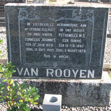 ROOYEN Cornelius Johannes, van 1878-1955 &amp; Petronella M.S. HUMAN 1882-1978