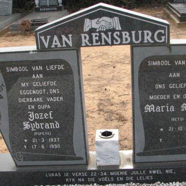 RENSBURG Josef Sybrand, van 1937-1990 &amp; Maria M.E. 1941-