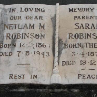 ROBINSON Netlan M. 1863-1843 &amp; Sarah THERON 1872-1952