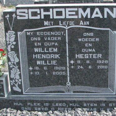 SCHOEMAN Willem Hendrik Willie 1929-2005 &amp; Hester 1928-2010