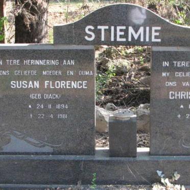 STIEMIE Christoffel 1889-1976 &amp; Susan Florence DIACK 1894-1981