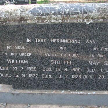 SNYMAN Stoffel 1900-1978 &amp; May Sarah 1902-1972 :: SNYMAN William 1929-1972