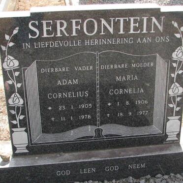 SERFONTEIN Adam Cornelius 1905-1978 &amp; Maria Cornelia 1906-1977