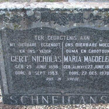 SCHNELGANSZ Gert Nicolas 1898-1953 &amp; Maria Magdelena ALBERTS 1898-1970