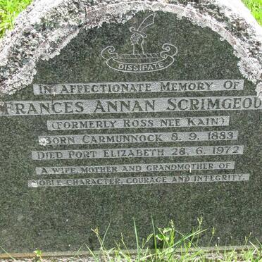 SCRIMGEOUR Frances Annan formerly ROSS nee KAIN 1883-1972