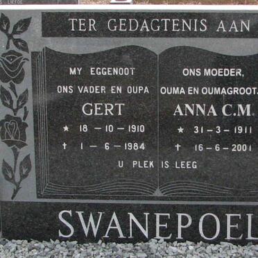 SWANEPOEL Gert 1910-1984 &amp; Anna C.M. 1911-2001