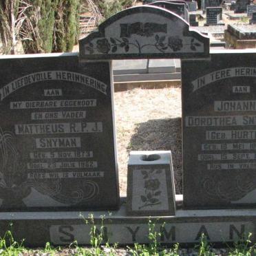 SNYMAN Mattheus R.P.J. 1873-1962 &amp; Dorothea HURTER 1886-1970
