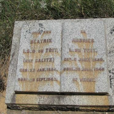TOIT Andries L., du 1880-1940 &amp; Beatrix I.S.D. CALITZ 1884-1943