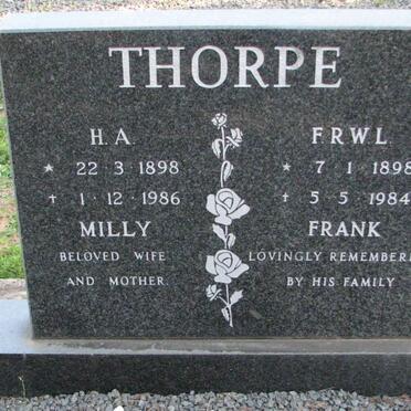THORPE F.R.W.L. 1898-1984 &amp; H.A. 1898-1986