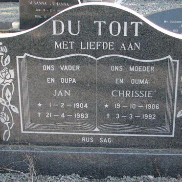 TOIT Jan, du 1904-1983 &amp; Chrissie 1906-1992