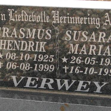 VERWEY Erasmus Hendrik 1925-1999 &amp; Susara Maria 1930-1999